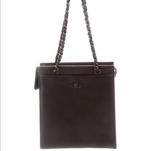 Authentic Chanel Calfskin CC tote-Chocolate